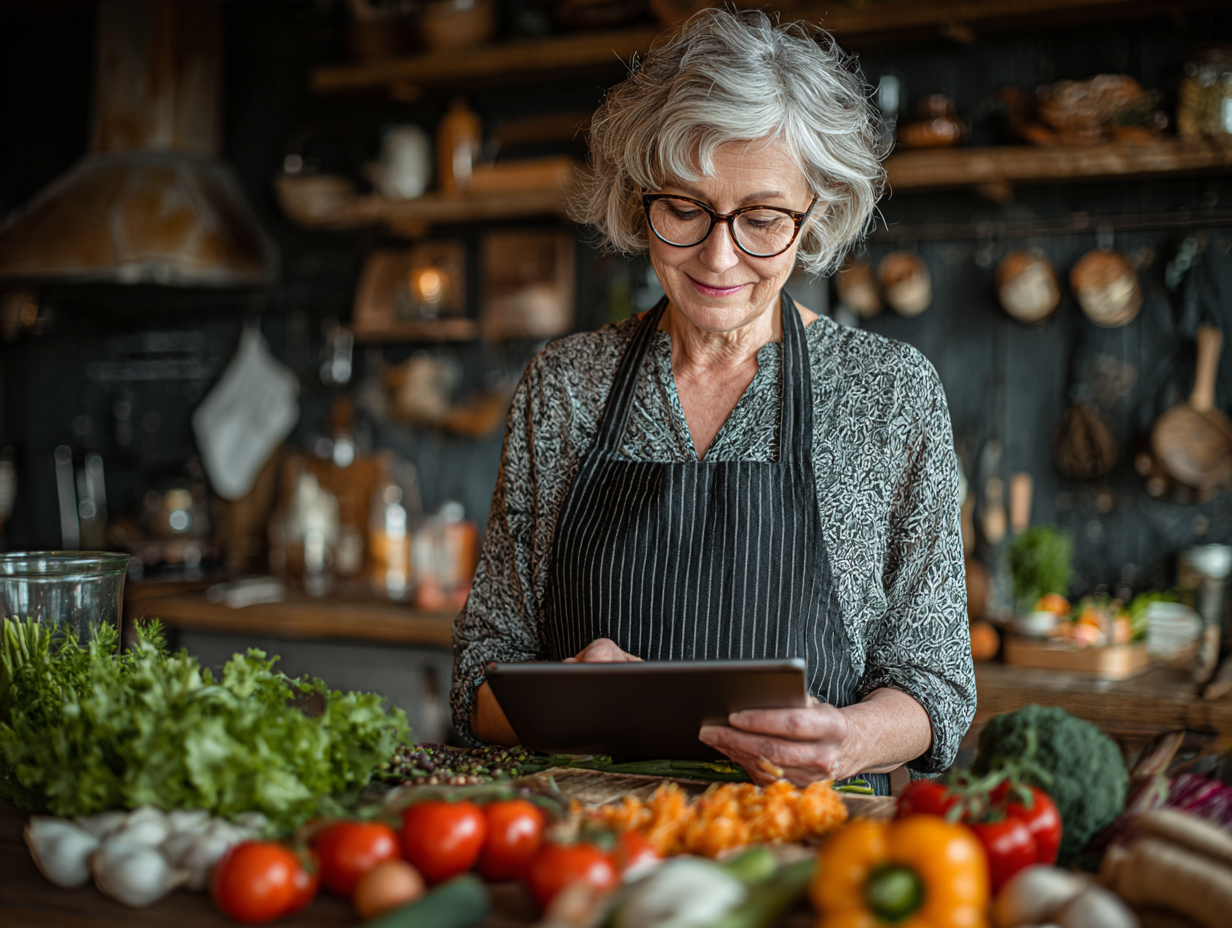 Група людей старшого віку готує здорову їжу разом